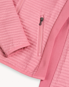 Giacca slim fit rosa bubble realizzata in tessuto accoppiato in leggera ovatta con cappuccio