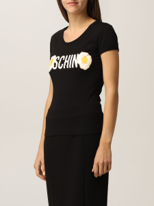 T-shirt nera con logo davanti moschino couture