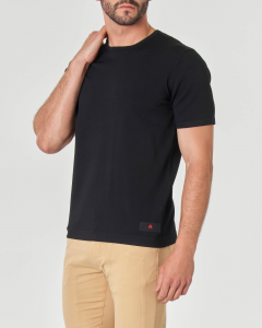 T-shirt nera mezza manica in viscosa stretch