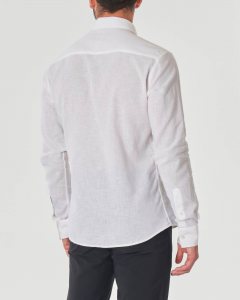 Camicia bianca con collo alla francese in misto cotone e lino