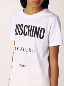 T-shirt bianca con logo nero moschino couture 