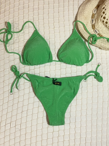Bikini Triangolo e slip laccetto Verde Fluo Visionary Dose Effek TAGLIA S , LG