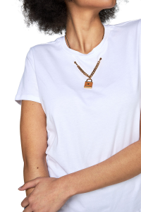 Elisabetta Franchi Crew neck T-shirt with Pendant