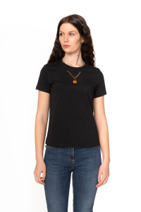 Elisabetta Franchi Crew neck T-shirt with Pendant