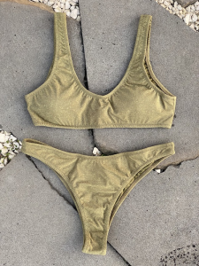 Bikini Top e slip fianco Americano fisso Visionary dose Verde Militare Effek