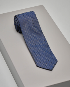 Cravatta blu in seta micro fantasia