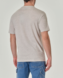 T-shirt grigio melange mezza manica con maxi logo stampato sul petto