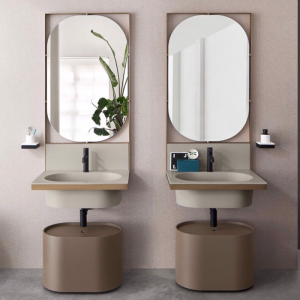 Lavabo con specchio Elle Ovale Ceramica Cielo 