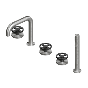 Three hole tap and mixer with handshower kit for bathtub Valvola 02- Quadro Design