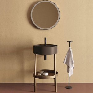 Steel washbasin Stand with Round Basin and Tray Consolle NIC Design