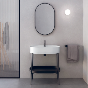Oval washbasin with self standing framework Consolle Nic Design 