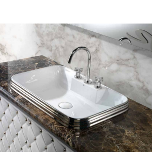 Rectangular gold countertop washbasin Class A&T