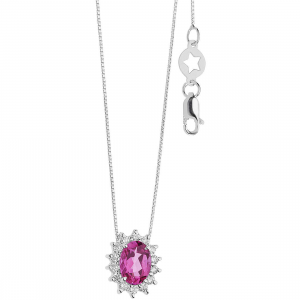 Collana Comete gioielli Topazio rosa e diamanti GLB1579