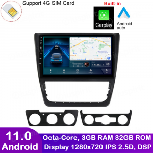 ANDROID autoradio navigatore per Skoda Yeti 2004-2014 CarPlay Android Auto GPS USB WI-FI Bluetooth 4G LTE