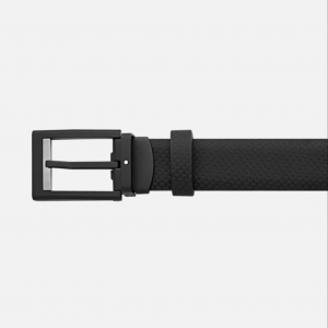Cintura Montblanc in pelle colore nero e fibbia in PVD nero opaco