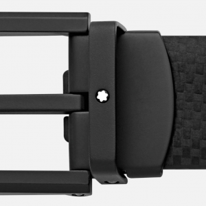Cintura Montblanc in pelle colore nero e fibbia in PVD nero opaco