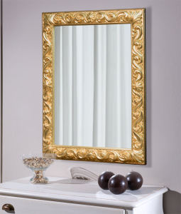 Espejo rectangular con marco de pan de oro