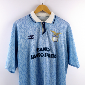 1991-92 Lazio Maglia #15 Stroppa Umbro Match Worn Banco Santo Spirito