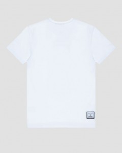 T-shirt bianca mezza manica in jersey di cotone con stampa TV BOY