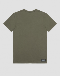 T-shirt verde militare mezza manica in jersey di cotone con maxi taschino in nylon stropicciato