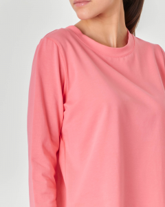 T-shirt rosa bubble in cotone stretch a manica lunga svasata al fondo