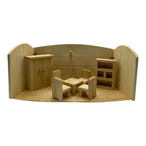 Salotto mini per bambole legno da decorare decoupage con accessori-2