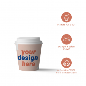 Bicchieri personalizzati biodegradabili cartoncino 120ml caffè - D62