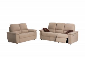 Mod. Pantelleria 3+2 - Composizione divano 3 posti a 2 relax + divano 2 posti fisso - rivestimento Aquaclean beige
