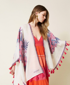 SHOPPING ON LINE TWINSET MILANO PONCHO A FIORI NEW COLLECTION SPRING SUMMER 2022