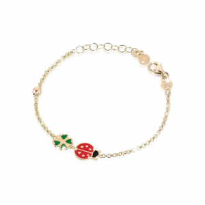 BRACCIALE ♡ FORTUNA ORO GIALLO COCCINELLA E QUADRIFOGLIO