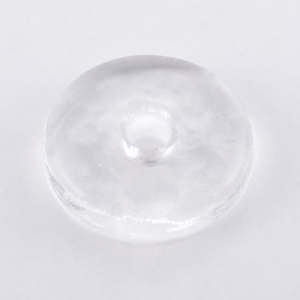 Infilaggio ad anello in vetro di Murano Ø50 mm, con foro Ø10 mm colore cristallo. Disco separatore per vetro.