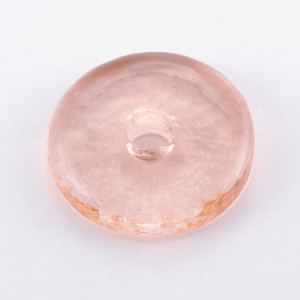 Infilaggio ad anello in vetro di Murano Ø50 mm, con foro Ø10 mm colore rosa. Disco separatore per vetro.