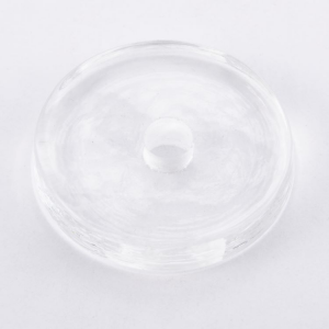 Infilaggio ad anello in vetro di Murano Ø60 mm, con foro Ø10 mm colore cristallo. Disco separatore per vetro.