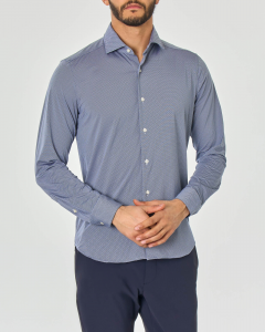 Camicia blu micro-fantasia in tessuto tecnico hyper comfort