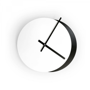 Round black and white wall clock Eclissi in powder coated steel