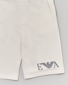 Bermuda bianco in felpa di misto cotone e modal con logo grigio 12-16 anni