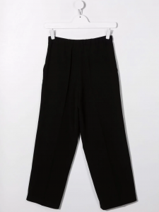 ELISABETTA FRANCHI Pantalone cropped in crepe con bottoni logati al fondo colore nero