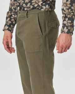 Pantalone fatigue verde militare in twill di cotone