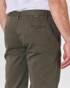 Pantalone chino verde militare in cotone stretch micro armatura