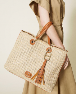 SHOPPING ON LINE TWINSET MILANO BORSA SHOPPER IN RAFFIA NEW COLLECTION SPRING SUMMER 2022
