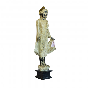 Statua Buddha in legno thailandese intagliata a mano