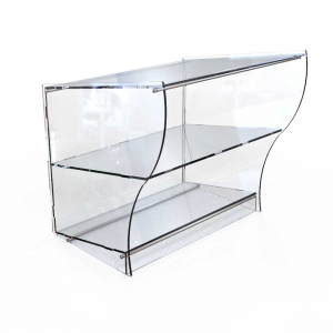 Curved showcase with 2 shelves