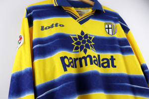 1998-99 Parma Maglia #18 Balbo Match Worn Parmalat XL