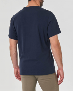 T-shirt blu mezza manica con logo stampato in contrasto