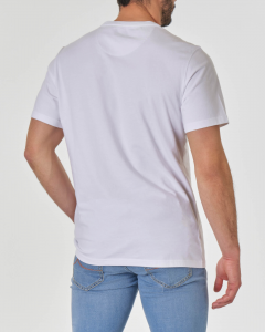 T-shirt bianca mezza manica con logo stampato in contrasto