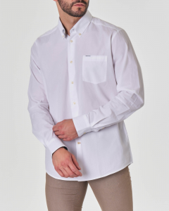 Camicia bianca button down in popeline di cotone con taschino