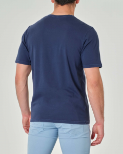 T-shirt blu mezza manica con maxi logo stampato