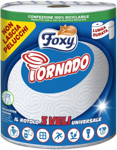 Foxy Tornado Asciugatutto 1 rotolo 250 strappi Rotolo 3 veli universale 