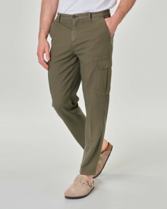 Pantalone cargo verde militare in puro cotone