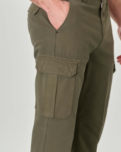 Pantalone cargo verde militare in puro cotone